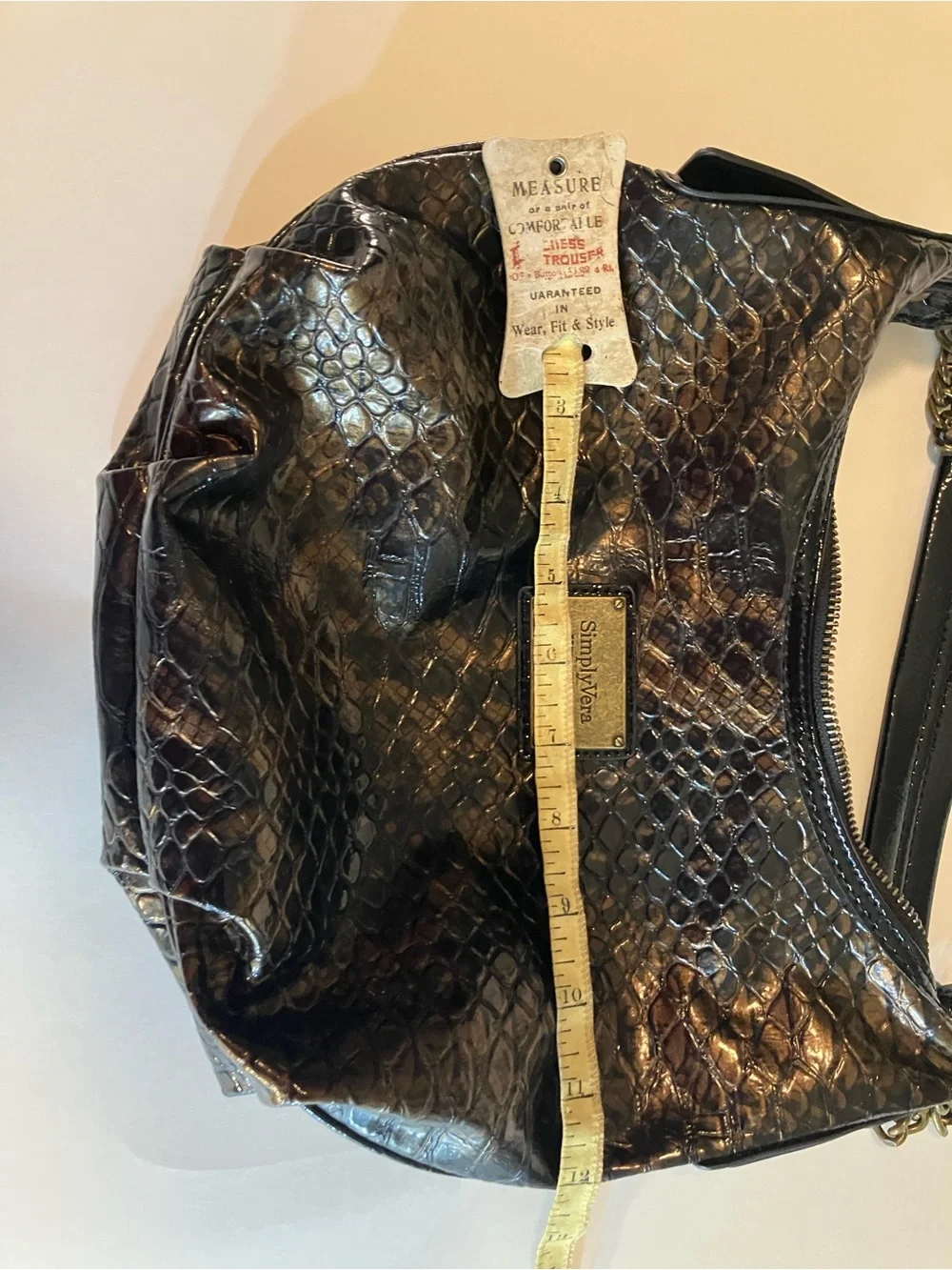Simply Vera Vera Wang Bronze Black Croc Hobo Bag Metallic
